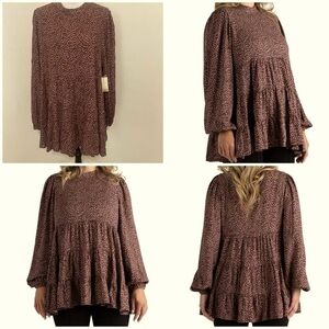 Destination Maternity Women's Maternity Mock Neck Blouse, Leopard Print Size XXL